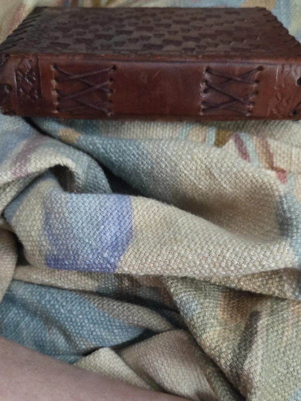 Leather journal with embossed metal decorative plate, handmade bound notebook